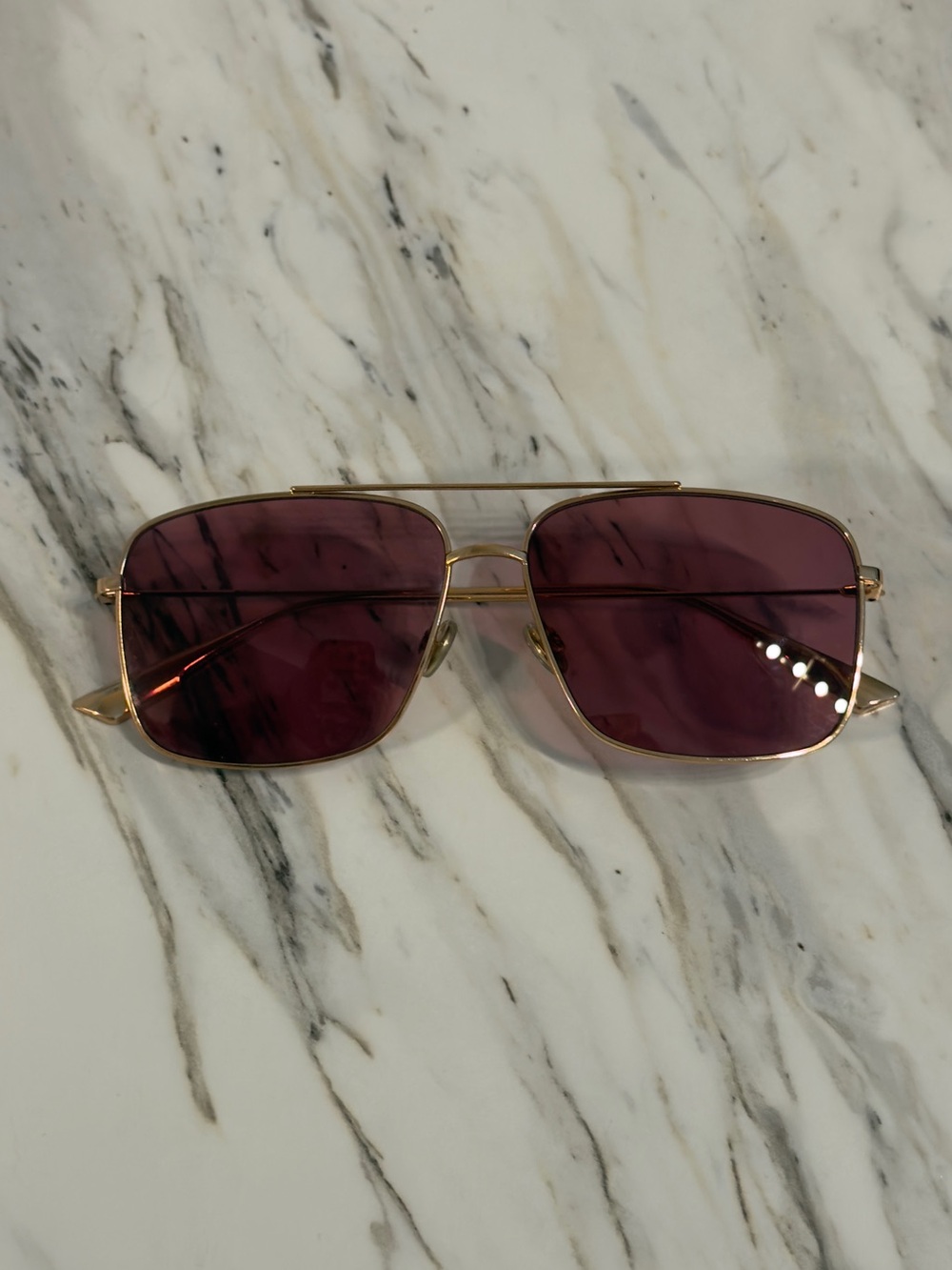Christian Dior Stellaire 1 Sunglasses Pink Lens Gold Frame - Picture 2 of 7